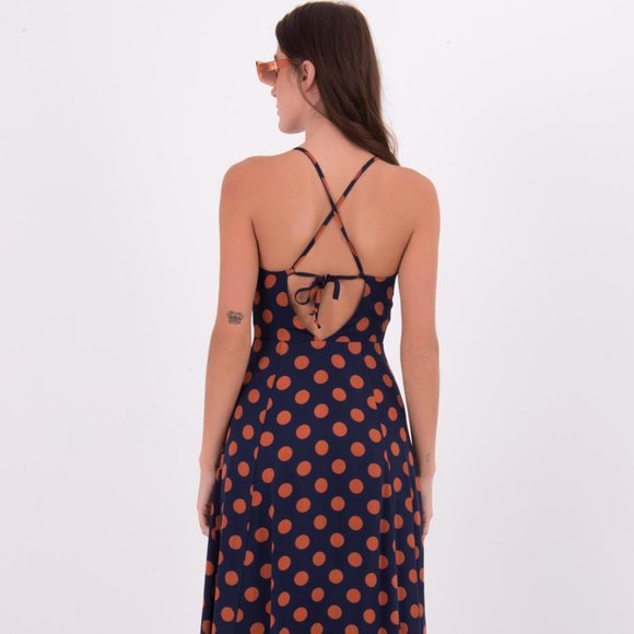 BSL, Open Back Strapped Midi Dress , Navy, Size S - Picture 1 of 9